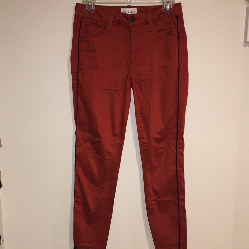 Parker Smith Rust color Jeans with pinstripe trim on each side. Size 26 Womans.